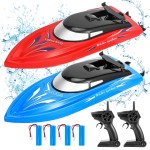 2 Pack RC Boat Remote Control Boats for Pools and Lakes for Kids and Adults, 10 kmH 2.4 GHz RC Boat for Boys