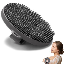 Silicone Body Brush Scrubber Soft Shower Brush Handheld Cleansing Skin Massage Exfoliating Scrubber for All Kinds of Skin(1 Pack Grey)