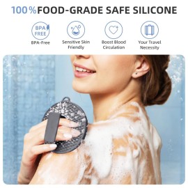Silicone Body Brush Scrubber Soft Shower Brush Handheld Cleansing Skin Massage Exfoliating Scrubber for All Kinds of Skin(1 Pack Grey)