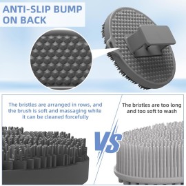Silicone Body Brush Scrubber Soft Shower Brush Handheld Cleansing Skin Massage Exfoliating Scrubber for All Kinds of Skin(1 Pack Grey)