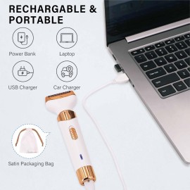 COOL CARRY Eletric Razor for Woman,4 in 1 Rechargeable Bikini Trimmer and Shaver, Wet/Dry Electric Body Hair Coldless Waterproof Facial Hair Removal Razor Painless Trimming of Pubic Face arms Legs COOL CARRY Eletric Razor for Woman,4 in 1 Rechargeable Bikini Trimmer and Shaver, Wet/Dry Electric Body Hair Coldless Waterproof Facial Hair Removal Razor Painless Trimming of Pubic Face arms Legs