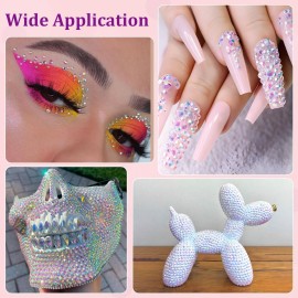 25000Pcs Resin Jelly Rhinestones for Crafting, Transparent AB 2-6mm Mixed Sizes Non Hotfix Flatback Gems, Bedazzling Crystal for DIY Crafts Clothing Tumblers Mugs Shoes Fabric Nail Art