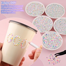 16000Pcs Resin Jelly Rhinestones for Crafting, Transparent AB Flatback Gems, Bedazzling Crystal with 3Pcs 10ml B7000 Jewelry Glue for DIY Crafts Clothing Tumblers Shoes Fabric Nail Art