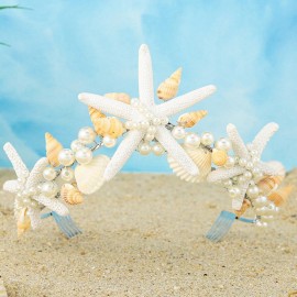 Unicra Starfish Crown and Tiaras Silver Pearl Bridal Headband Beach Headpiece Wedding Hair Accessories for Women and Girls Unicra Starfish Crown and Tiaras Silver Pearl Bridal Headband Beach Headpiece Wedding Hair Accessories for Women and Girls