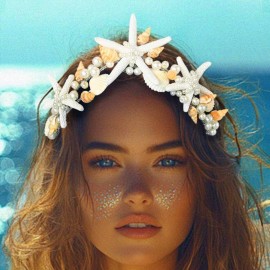 Unicra Starfish Crown and Tiaras Silver Pearl Bridal Headband Beach Headpiece Wedding Hair Accessories for Women and Girls Unicra Starfish Crown and Tiaras Silver Pearl Bridal Headband Beach Headpiece Wedding Hair Accessories for Women and Girls