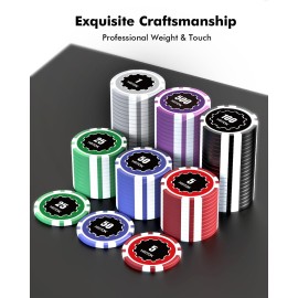 HEITOK Casino Poker Set with Numbered Chips 500-Piece for Card Board Game, 11.5 Gram with Playing Cards Waterproof for Texas Hold\'em, Blackjack Gambling, Card Club or Late Night Poker Games