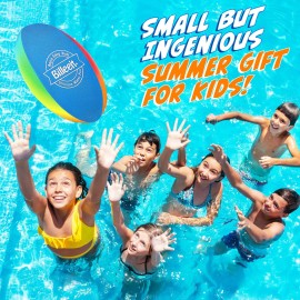 Billeeit Water Skipping Balls Set for Pool Play, Include 1 Rugby, 2 Balls and 2 Discs, Rainbow Color Splash Water Bouncing Balls, Fun Beach Toys & Games for Kids 3+ 4-8-12 and Adults