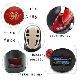 Zhanjiadm No Face Coin BankNo Face Piggy Bank,Auto Eat Coin Music Piggy Bank, Adults Boys Kids Birthday Gifts, Black