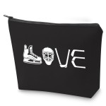 ZJXHPO Hockey Player Cosmetic Bag Ice Hockey Travel Case Gift Hockey Mom Survival Kit Hockey Team Gift Hockey Lover Makeup Zipper Pouch Bag (BL Hockey Love)