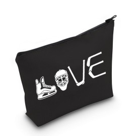 ZJXHPO Hockey Player Cosmetic Bag Ice Hockey Travel Case Gift Hockey Mom Survival Kit Hockey Team Gift Hockey Lover Makeup Zipper Pouch Bag (BL Hockey Love)