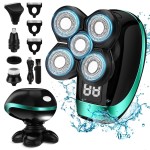 Head Shavers for Bald Men, 5D Electric Razor Dolodomy 5 in 1 Waterproof Display Mens Shaver for Wet Dry Electric Skull Shavers with LED Lights Nose Hair Sideburns Trimmer and Face Cleaning Brush