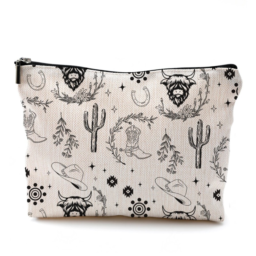 QGFM Western Makeup Bag, Western Gifts for Women, Western Stuff for Women, Cow Makeup Bag, Cowgirl Gifts, Cowgirl Stuff QGFM Western Makeup Bag, Western Gifts for Women, Western Stuff for Women, Cow Makeup Bag, Cowgirl Gifts, Cowgirl Stuff