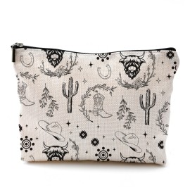 QGFM Western Makeup Bag, Western Gifts for Women, Western Stuff for Women, Cow Makeup Bag, Cowgirl Gifts, Cowgirl Stuff