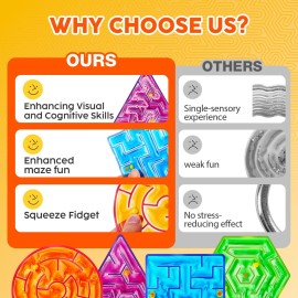 Squishy Toys Sensory Fidget Toys for Kids: 4 Pack Maze Sensory Toys for Autism - Fidget Toys with Filled Goo for Calming Down Classroom Travel