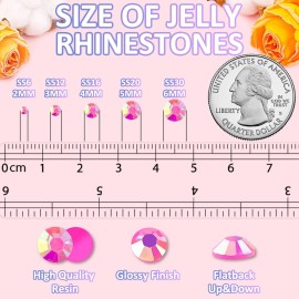 10000Pcs 2mm Resin Jelly Rhinestones with 1Pcs 10ml B7000 Jewelry Glue for Crafting, Hot Pink AB Flatback Gems, Bedazzling Crystal Bulk for DIY Crafts Clothing Tumblers Shoes Nail Art Fabric