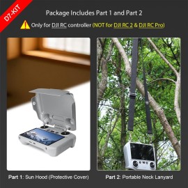 Arzroic Sun Hood Kit for DJI Mini 3/3 Pro RC Controller Accessories - Anti-Glare Sun Shade Cover and Neck Lanyard