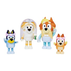 Bluey Figure 4-Pack Wedding Time, Re-Enact Uncle Rad and Frisky\'s Wedding Day and Bingo Flower Girl Figures