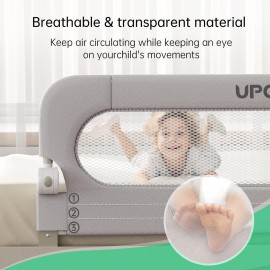 UPGOGO Folding Bed Rail for Toddlers,Baby Bed Rail Guard with Reinforced Anchor Safety System,Fit Bunk,Full Size,Queen,King,Twin(Grey,43x23.6)