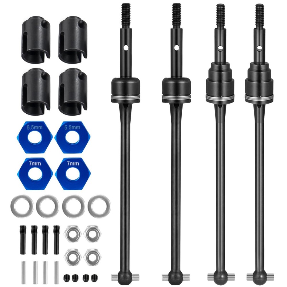 JGGZONE Spring Steel Front Rear Drive Shaft CVD Driveshaft Compatible with 1/10 Traxxas Slash Rustler Stampede Hoss VXL 4X4 2WD RC Car