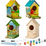 Liliful 4 Pack Birdhouse Kit DIY Wooden Bird House with Paint and Paintbrushes Arts and Crafts Painting Kits for Boys Girls Adults Build Paint Classroom Birthday Indoor Outdoor Craft