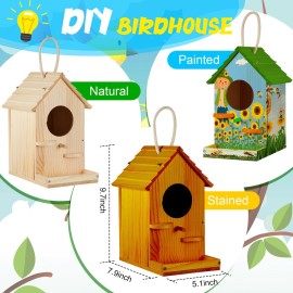 Liliful 4 Pack Birdhouse Kit DIY Wooden Bird House with Paint and Paintbrushes Arts and Crafts Painting Kits for Boys Girls Adults Build Paint Classroom Birthday Indoor Outdoor Craft