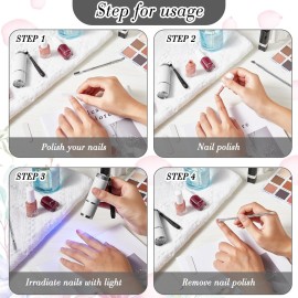 4 Pack Mini Handheld UV LED Nail Lamp Nail Cuticle Pusher with 2 Pieces Files Portable Manicure Tool UV Fingernail Dryer Polish Glue Gel with 9 LED for Woman Home Salon DIY Outside Fast Drying(Silver)