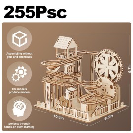 LCOCWMY 3D wooden puzzle assembly, marble run track set, adult DIY construction kit, brain-teasing mechanical gear model, suitable for ages 14+ and above, a festive gift