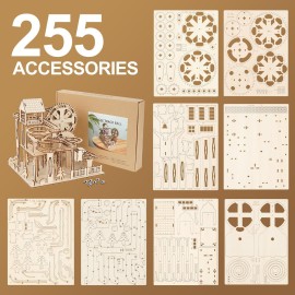 LCOCWMY 3D wooden puzzle assembly, marble run track set, adult DIY construction kit, brain-teasing mechanical gear model, suitable for ages 14+ and above, a festive gift