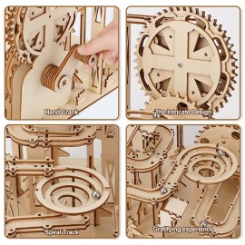 LCOCWMY 3D wooden puzzle assembly, marble run track set, adult DIY construction kit, brain-teasing mechanical gear model, suitable for ages 14+ and above, a festive gift