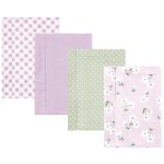 Hudson Baby Unisex Baby Cotton Flannel Burp Cloths, Purple Dainty Floral 4 Pack, One Size