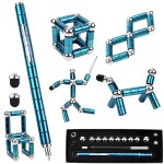 Jopstacext Fidget Pen, Cool Toys Pen Decompression Magnetic Metal Pen, Desk Toys Multifunctional Deformable Writing Pen, Basket Stuffers Gadgets Gift for Kids Adults (Blue)