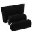 Huhumy 3 Pcs Makeup Bag Set for Women Corduroy Cosmetic Pouch Aesthetic Smile Travel Toiletry Bag Cute Purse Pouch Pencil Case Makeup Brushes Storage Organizer with Zipper(Black,Solid Style)