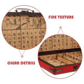 Gadpiparty Wooden Chinese Mahjong Storage Case Mahjong Game Set Traditional Treasure Box Mahjong Tiles Storage Box Large Mahjong Carrying Case Vintage Container (8.65)