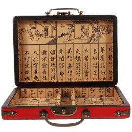 Gadpiparty Wooden Chinese Mahjong Storage Case Mahjong Game Set Traditional Treasure Box Mahjong Tiles Storage Box Large Mahjong Carrying Case Vintage Container (8.65)