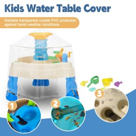 IndigoTempest9 Kids Water Table Cover, Fit Step2 Rain Showers Splash Pond Water Table Waterpark Play Table Cover Outdoor Toys Cover (Transparent)
