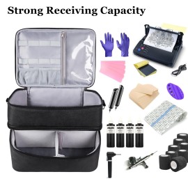Tattoo Carrying Case Tattoo Supplies Organizer Tattoo Kit Box Case Tattoo Equipment Storage Bag Tattoo Travel Tattoo Storage Organizer for Tattoo Stencil Printer, Tattoo Ink, Tattoo Equipment