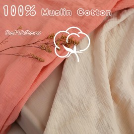 Rutiwa Breathable Crib Sheets for Toddler Bed Mattresses 100% Muslin Cotton Crib Sheets Fitted Boys Girls 2 Pack Soft and Comfortable Boho Bedding for Baby Neutral (Orange Pink&New Camel)