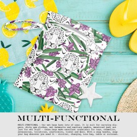 zcyxuuw Wet Bag, Wet Dry Bag, Wet Bag for Swimsuit, Travel, Beach, Pool, Diapers, Dirty Yoga Gym Clothes, Makeup Bag, Waterproof Tropical Palm Leaves Decor Jungle Palm Leaf Favors