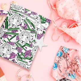 zcyxuuw Wet Bag, Wet Dry Bag, Wet Bag for Swimsuit, Travel, Beach, Pool, Diapers, Dirty Yoga Gym Clothes, Makeup Bag, Waterproof Tropical Palm Leaves Decor Jungle Palm Leaf Favors