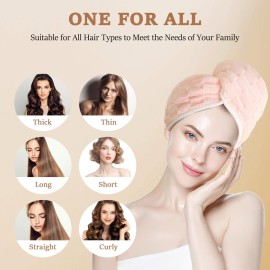 JSUSOU Tinyera 4 Pack Microfiber Hair Towel for Girls Fast Drying, Hair Turban with Adjustable Button, Hair Towel Wrap for Women Wet Hair, Anti Frizz Hair Drying Towel, Perfect for Home or Travel Use