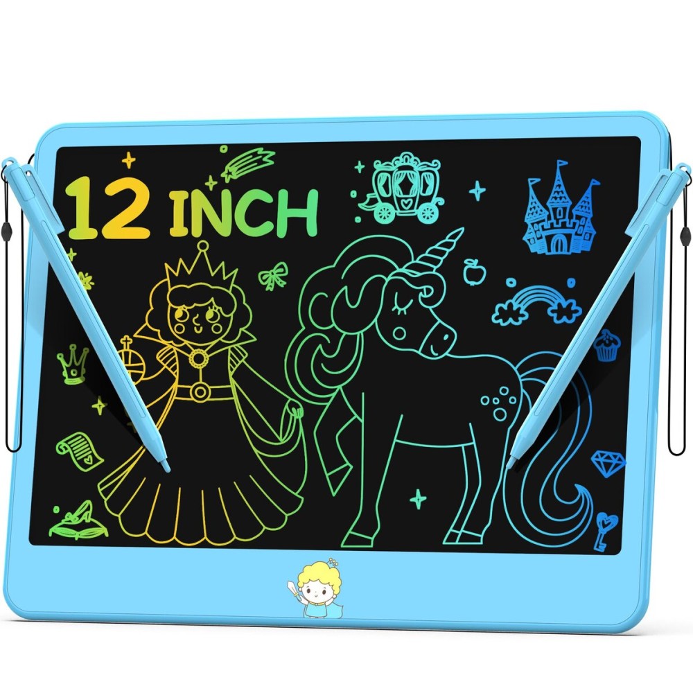 Hockvill LCD Writing Tablet for Kids 12 Inch, Toys for Boys Girls Drawing Pad for 3 4 5 6 7 Year Old Kids Toys, Toddler Erasable Doodle Board Travel Essentials, Childrens Day Gift for Kids - Blue