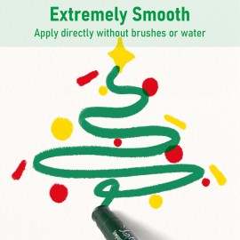 JUPITEARTH 12 Colors Tempera Paint Sticks with 120 PDF Coloring Pages and 30 Stickers, Quick Drying, Smooth, Non-Toxic and Washable Paint Sticks for Kids, Art Supplies for Drawing on Various Objects