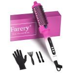 Farery 1.5-Inch Thermal Brush - Ceramic Ionic Heated Round Brush for 90\'s Full-Bodied Style, Volumizing, Smooth Hair & Natural Curls, Dual MCH Heating, Digital Display, 9 Temperature, Dual Voltage