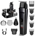 7d24hcare Beard Trimmer for Men - 5 in 1 Kit Electric Razor, Nose Hair Trimmer with LED Display, Cordless Mustache Body Face Grooming Kit, Waterproof Rechargeable Beard Shaver
