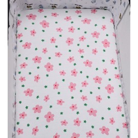 Bassinet Sheets Compatible with Dream On Me Traveler/Skylar/Seashell/Lotus Bassinet, INFANS, Maydolly and Evolur Stellar Bassinet, 2 Pack Fitted Sheets, 100% Jersey Knit Cotton, Floral and Pink