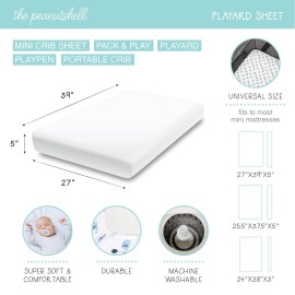 The Peanutshell 3-Pack Fitted Playard Sheets - Soft & Breathable Baby Girl Mini Crib Sheets, Pack N Play Mattress, Fits Standard Playard Pack Play Mattresses - Daisy