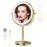 Matekxy 8 Lighted Makeup Mirror with Magnification - 1X/10X Magnifying Desk Mirror with Rechargeable LED Lights, 3 Colors Dimmable Tabletop Mirror, Brass Gold