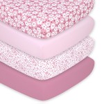 The Peanutshell 4-Pack Fitted Crib Sheet Set - Super Soft & Breathable Baby Girl Crib Sheets, Nursery Decor, Fit for Standard Mattress Cover- Daisy