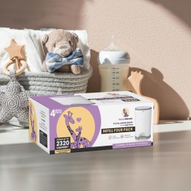 Refills Compatible with DEKOR PLUS Diaper Pail Refills | 4 Pack | Diaper Pail Odor Eliminator| Fresh Powder Scent | Each Diaper Bag Refill Holds up to 2320 Diapers | Diaper bin refill