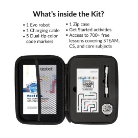 Ozobot Evo Entry Kit: Interactive Coding Robot, Kids Ages 5+, Includes Color Code Markers, Charging Cable, Zip Case, Access to 700+ STEM Lessons - Educators & Parents, No Coding Experience Required